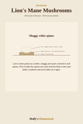 Lion's Mane Mushrooms diagram — Grow Guide from Holly's Homestead
