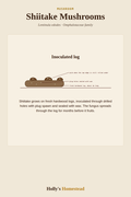 Shiitake Mushrooms diagram — Grow Guide from Holly's Homestead